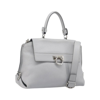 Salvatore Ferragamo Sofia Satchel Leather, Gray, Leather, Handbag