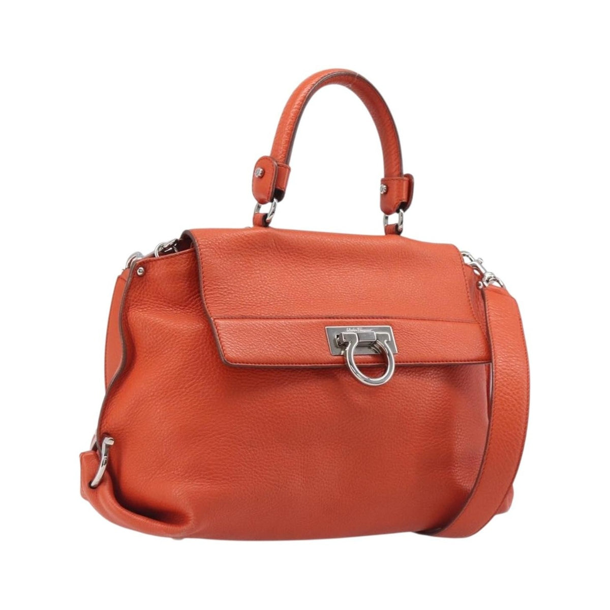 Salvatore Ferragamo Soft Sofia Leather, Orange, Leather, Tote Bag