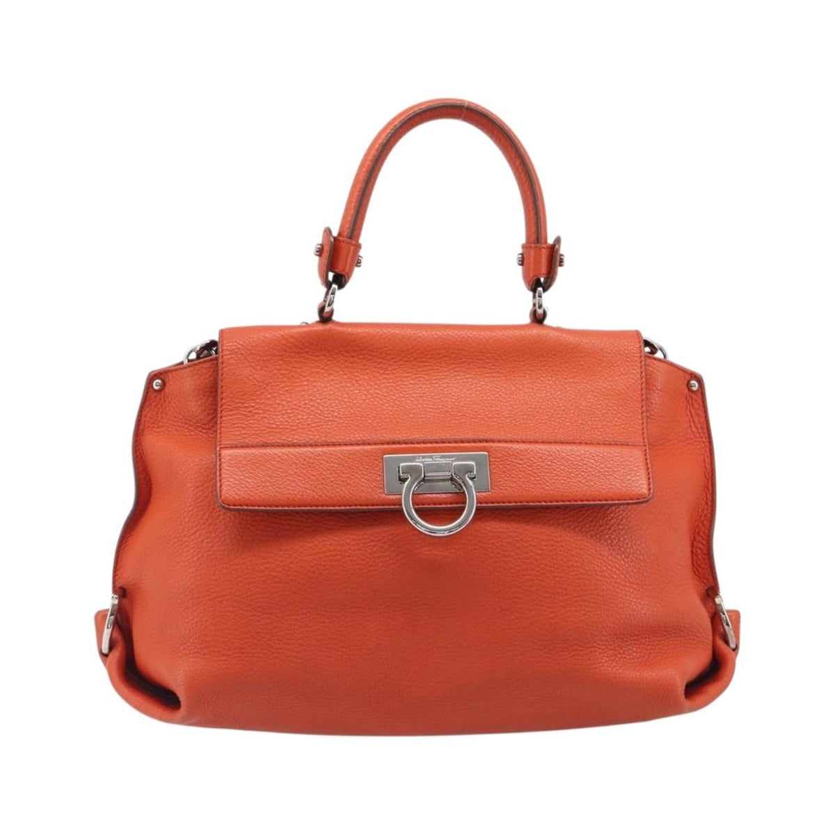 Salvatore Ferragamo Soft Sofia Leather, Orange, Leather, Tote Bag