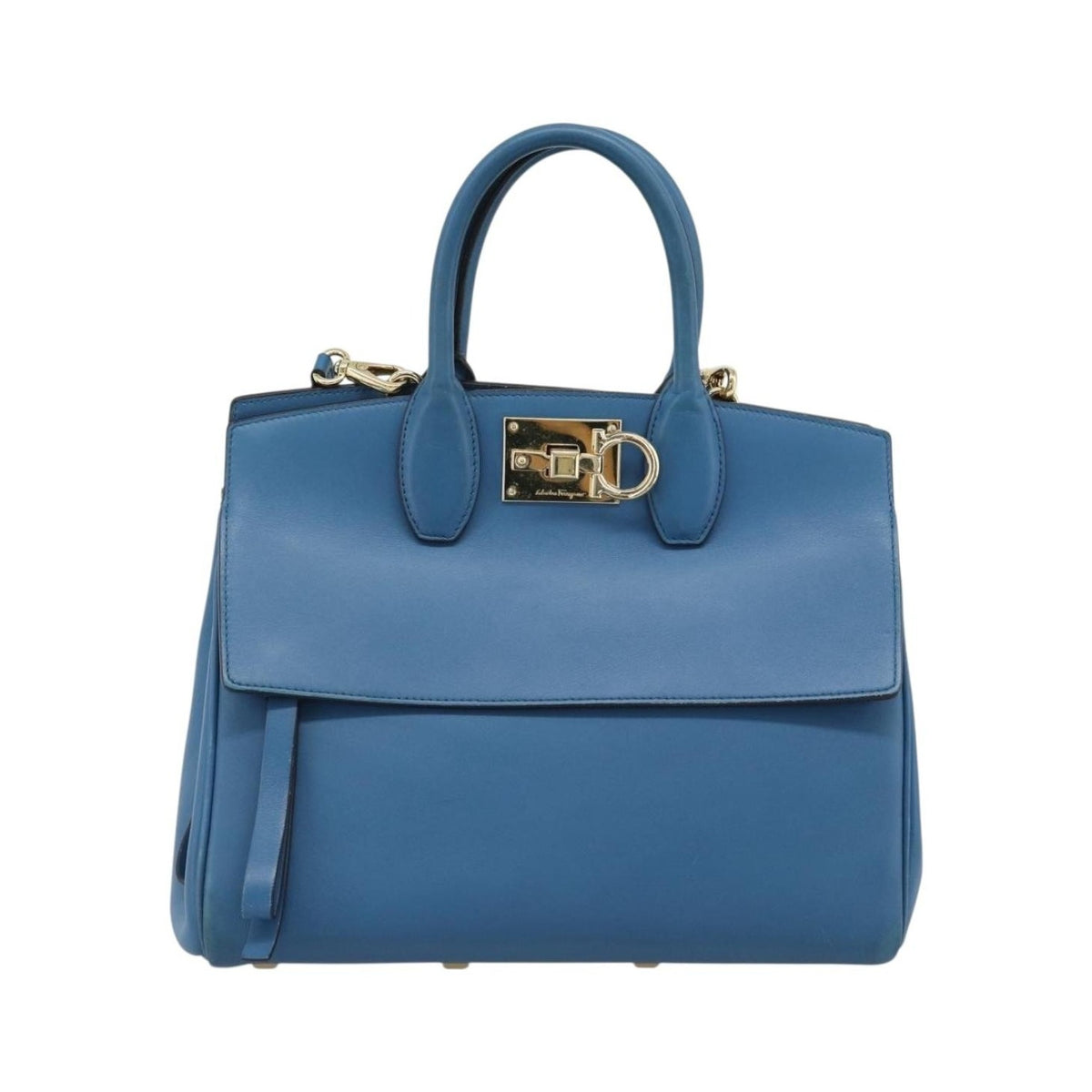 Salvatore Ferragamo Studio Portfolio Leather, Blue, Leather, Briefcase