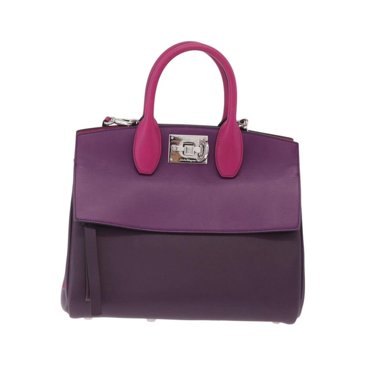 Salvatore Ferragamo Studio Satchel Leather, Purple, Leather, Handbag