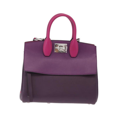 Salvatore Ferragamo Studio Satchel Leather, Purple, Leather, Handbag