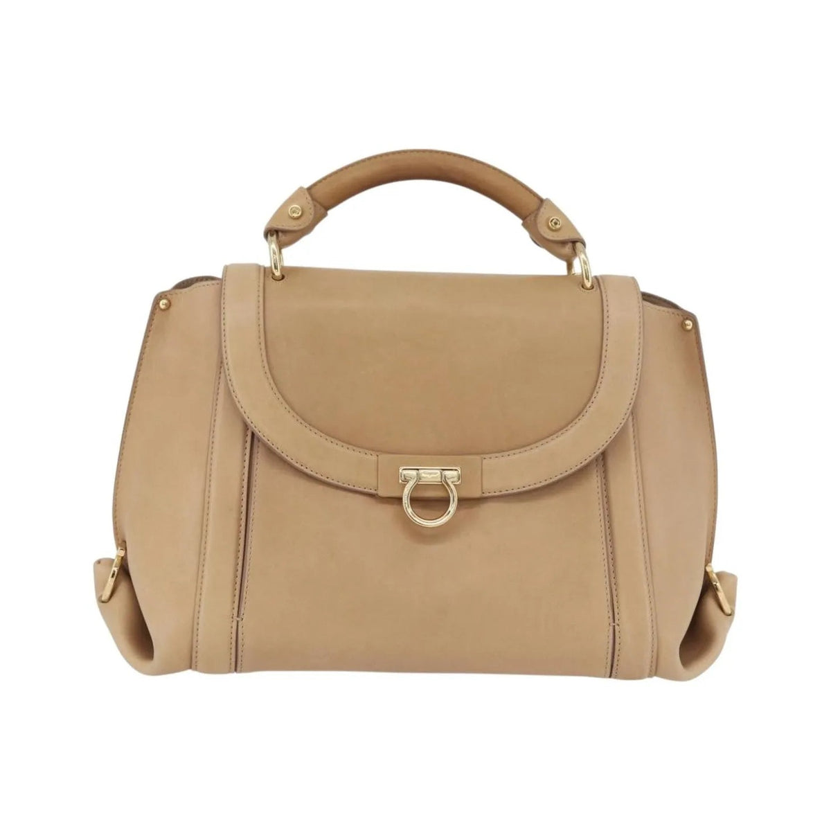 Salvatore Ferragamo Suzanna Satchel Smooth Leather, Beige, Leather, Handbag