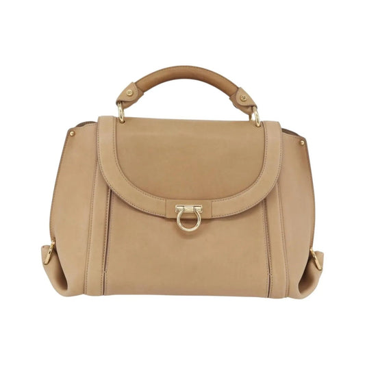 Salvatore Ferragamo Suzanna Satchel Smooth Leather, Beige, Leather, Handbag