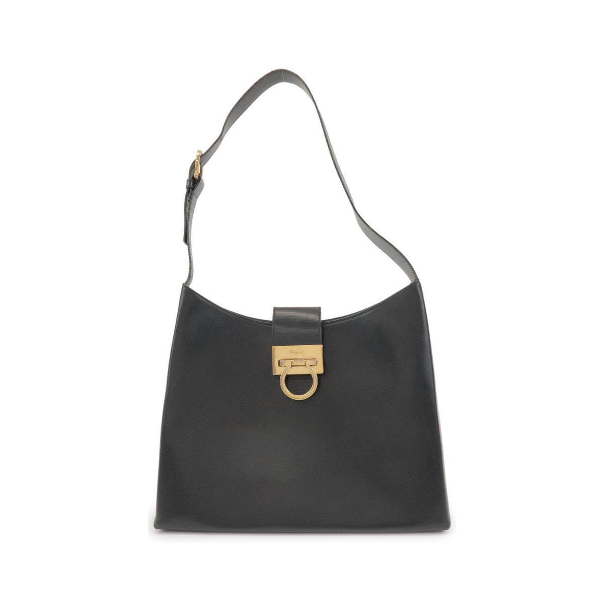Salvatore Ferragamo Trifolio Leather, Black, Leather, Shoulder Bag