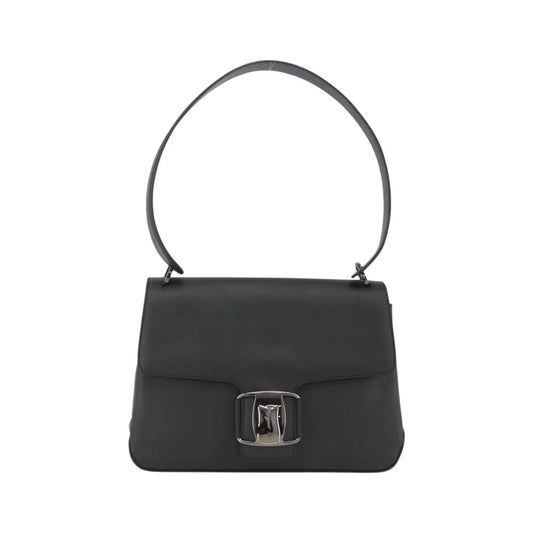 Salvatore Ferragamo Vala Canvas, Black, Canvas, Shoulder Bag