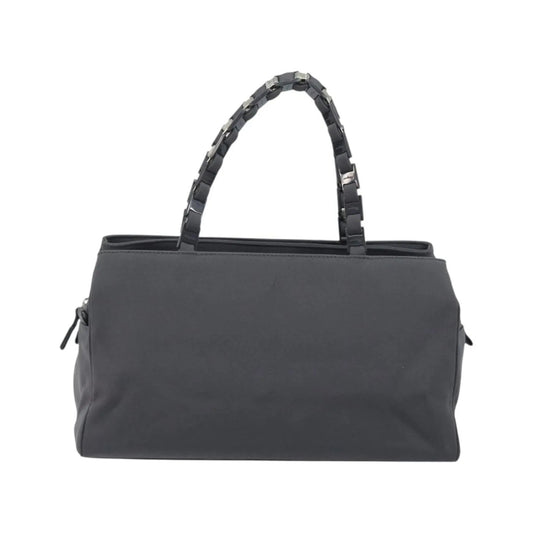 Salvatore Ferragamo Vala Canvas, Gray, Canvas, Handbag