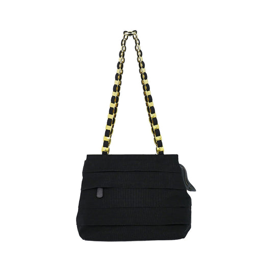 Salvatore Ferragamo Vala Chain Canvas, Black, Canvas, Shoulder Bag