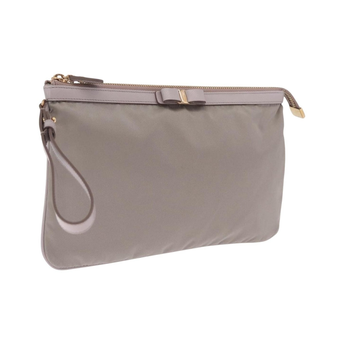 Salvatore Ferragamo Vala Clutch Nylon, Gray, Nylon, Clutch