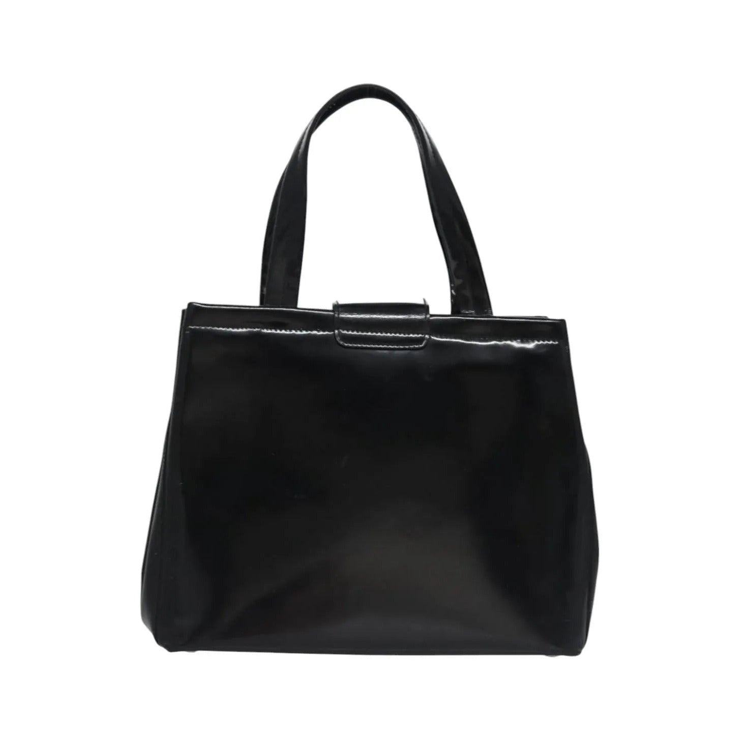 Salvatore Ferragamo Vala Leather, Black, Patent Leather, Handbag