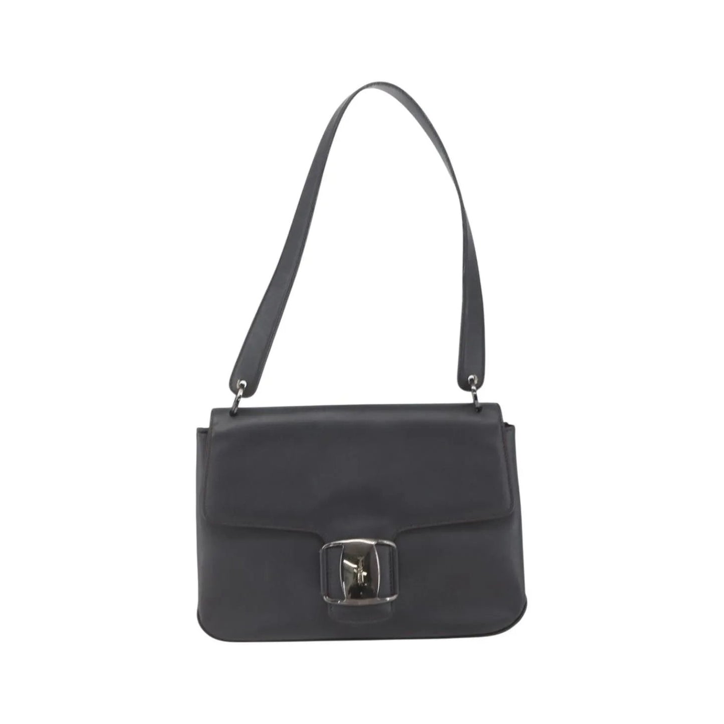 Salvatore Ferragamo Vala Leather, Black, Leather, Shoulder Bag