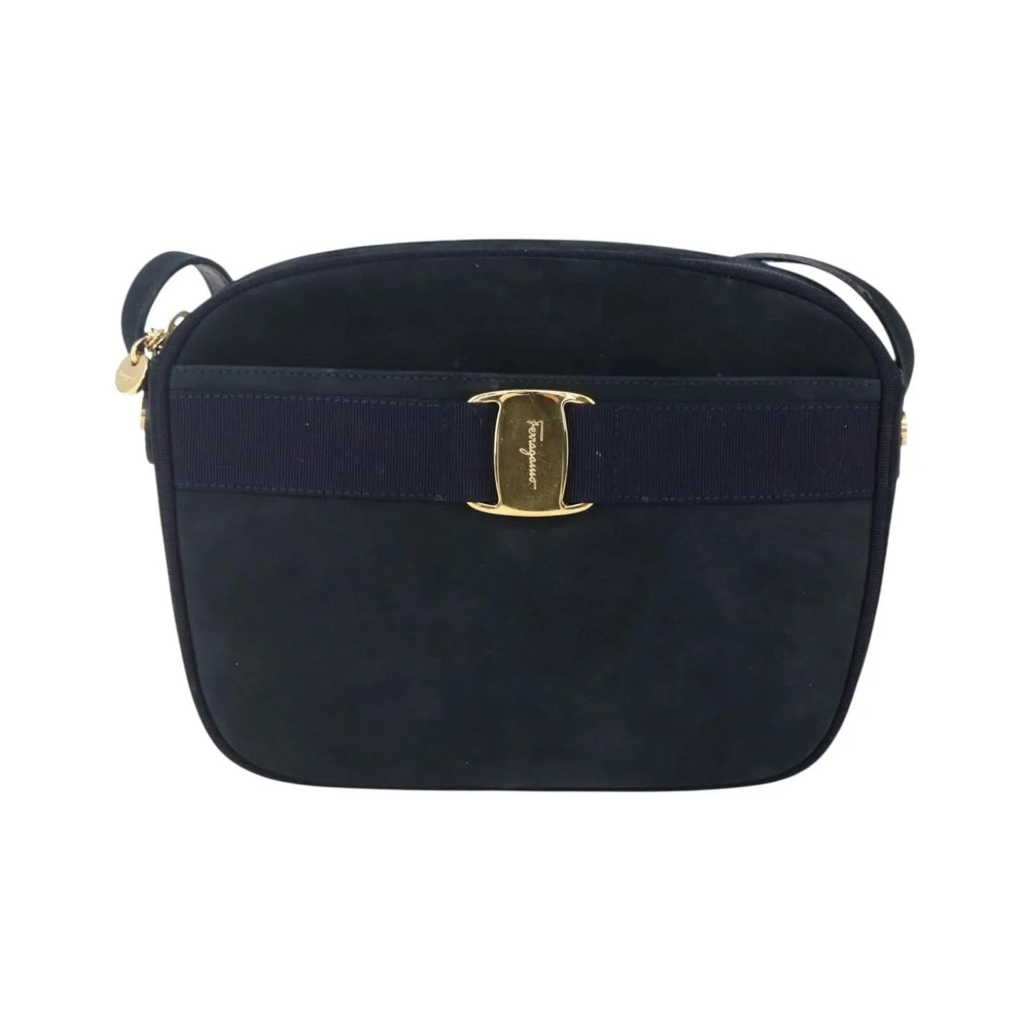 Salvatore Ferragamo Vala Leather, Navy, Leather, Shoulder Bag