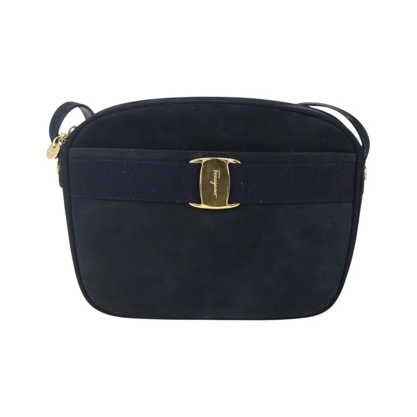 Salvatore Ferragamo Vala Leather, Navy, Leather, Shoulder Bag