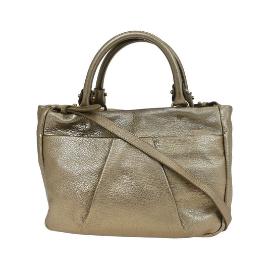 Salvatore Ferragamo Vala Leather, Gold, Leather, Handbag
