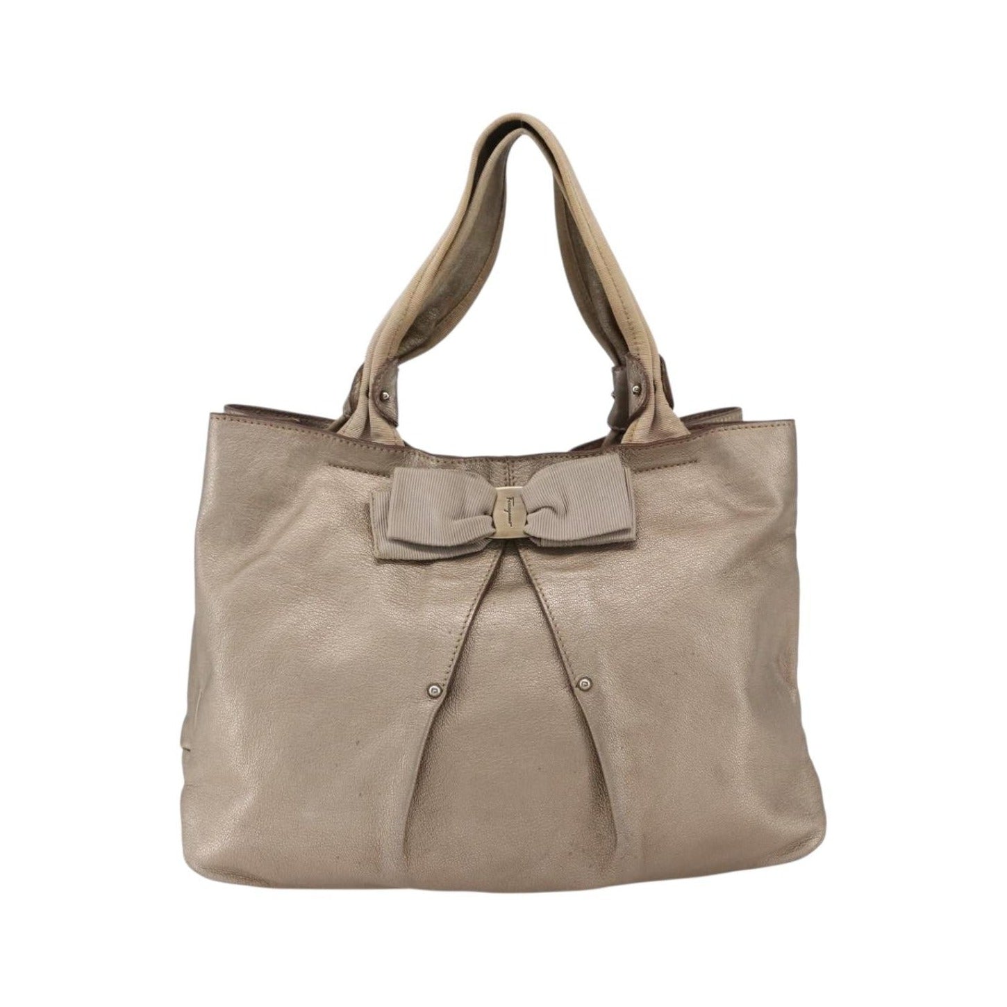 Salvatore Ferragamo Vala Leather, Gold, Leather, Handbag