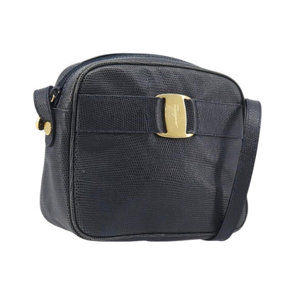 Salvatore Ferragamo Vala Leather, Navy, Leather, Shoulder Bag