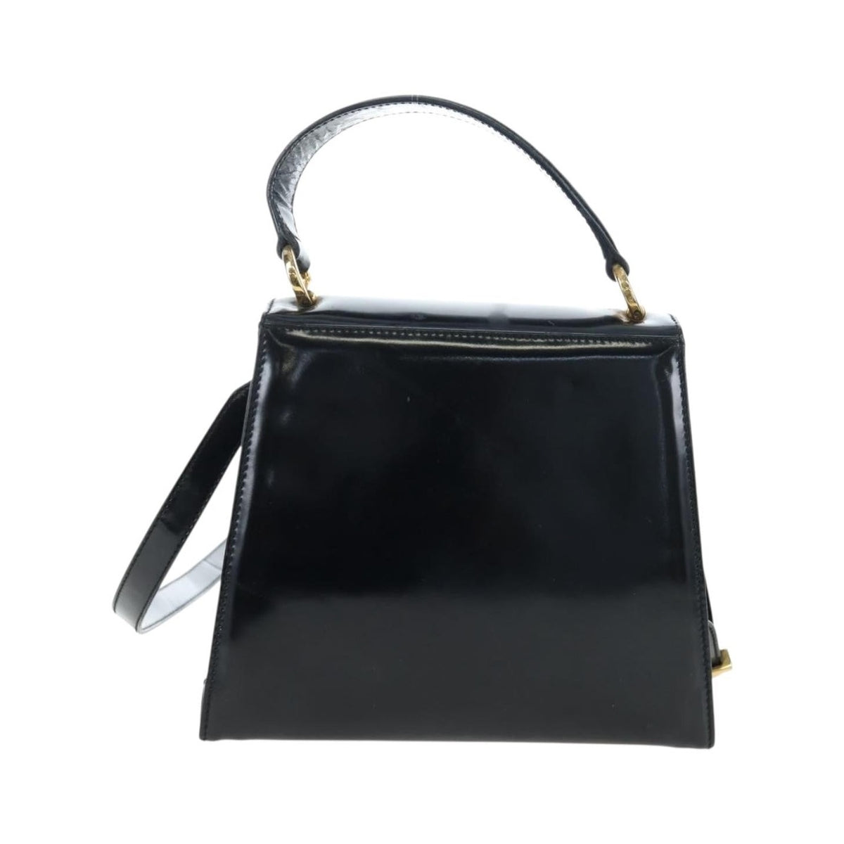 Salvatore Ferragamo Vala Patent Leather, Black, Patent Leather, Shoulder Bag