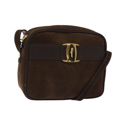 Salvatore Ferragamo Vala Suede, Brown, Suede, Shoulder Bag
