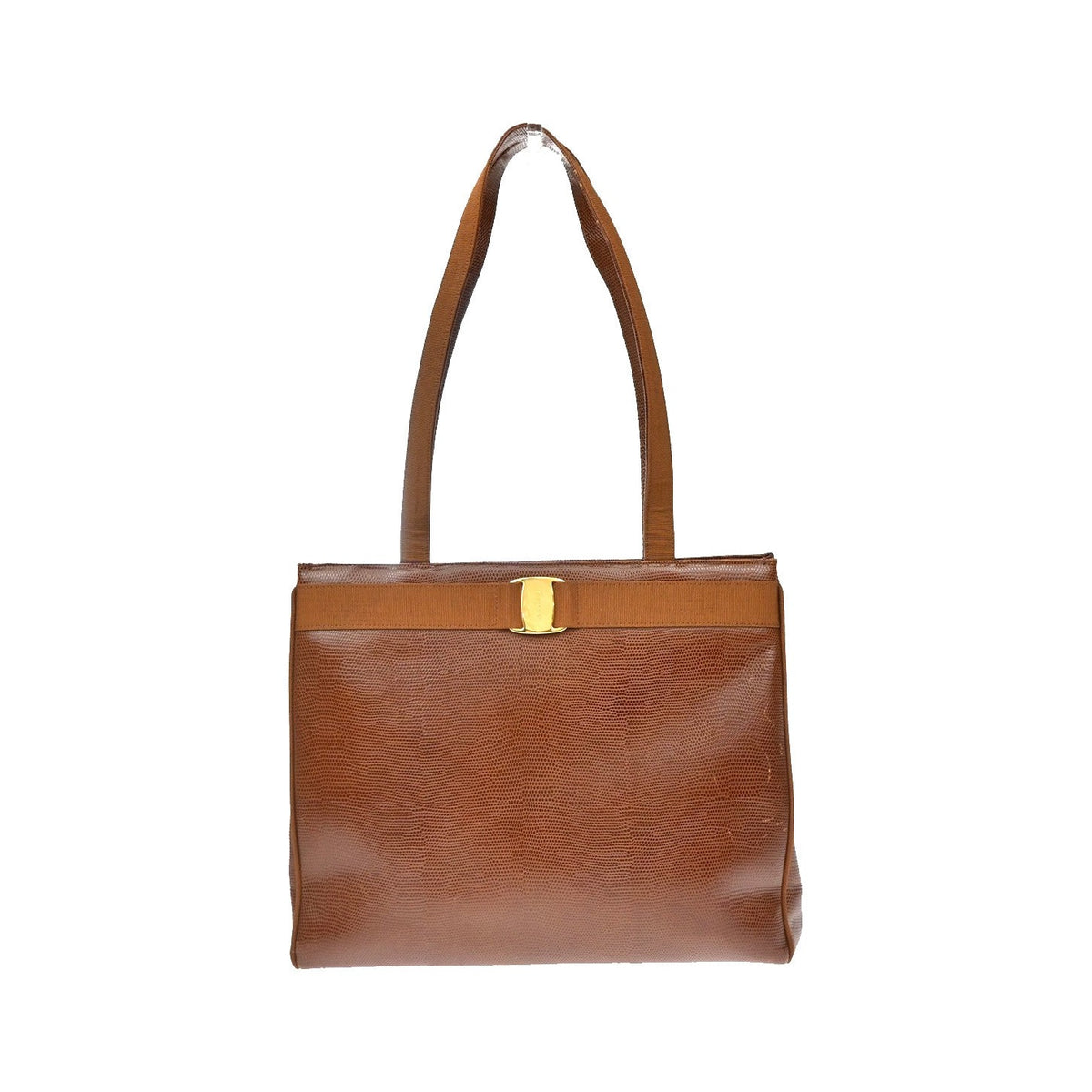 Salvatore Ferragamo Vala tote Embossed Leather, Brown, Leather, Tote Bag