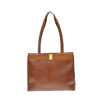 Salvatore Ferragamo Vala tote Embossed Leather, Brown, Leather, Tote Bag