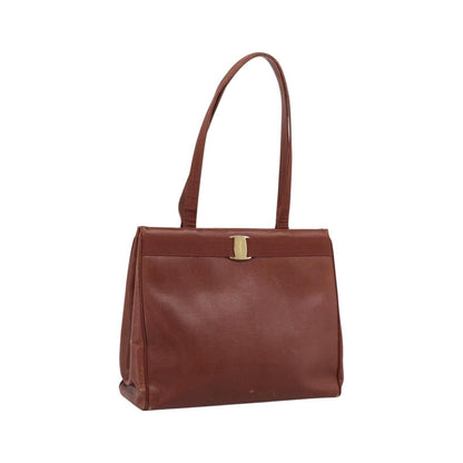 Salvatore Ferragamo Vala tote Embossed Leather, Brown, Leather, Tote Bag