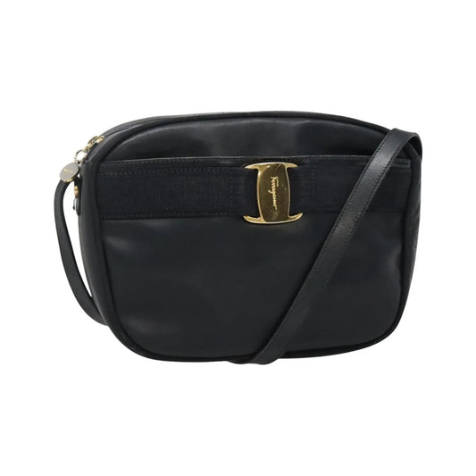Salvatore Ferragamo Vara Bow camera Leather, Navy, Leather, Shoulder Bag
