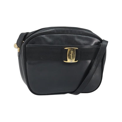 Salvatore Ferragamo Vara Bow camera Leather, Black, Leather, Shoulder Bag