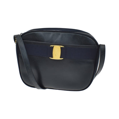 Salvatore Ferragamo Vara Bow Camera Leather, Navy, Leather, Shoulder Bag
