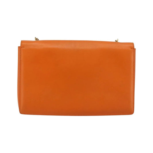 Salvatore Ferragamo Vara Bow Chain Clutch Leather, Orange, Leather, Shoulder Bag