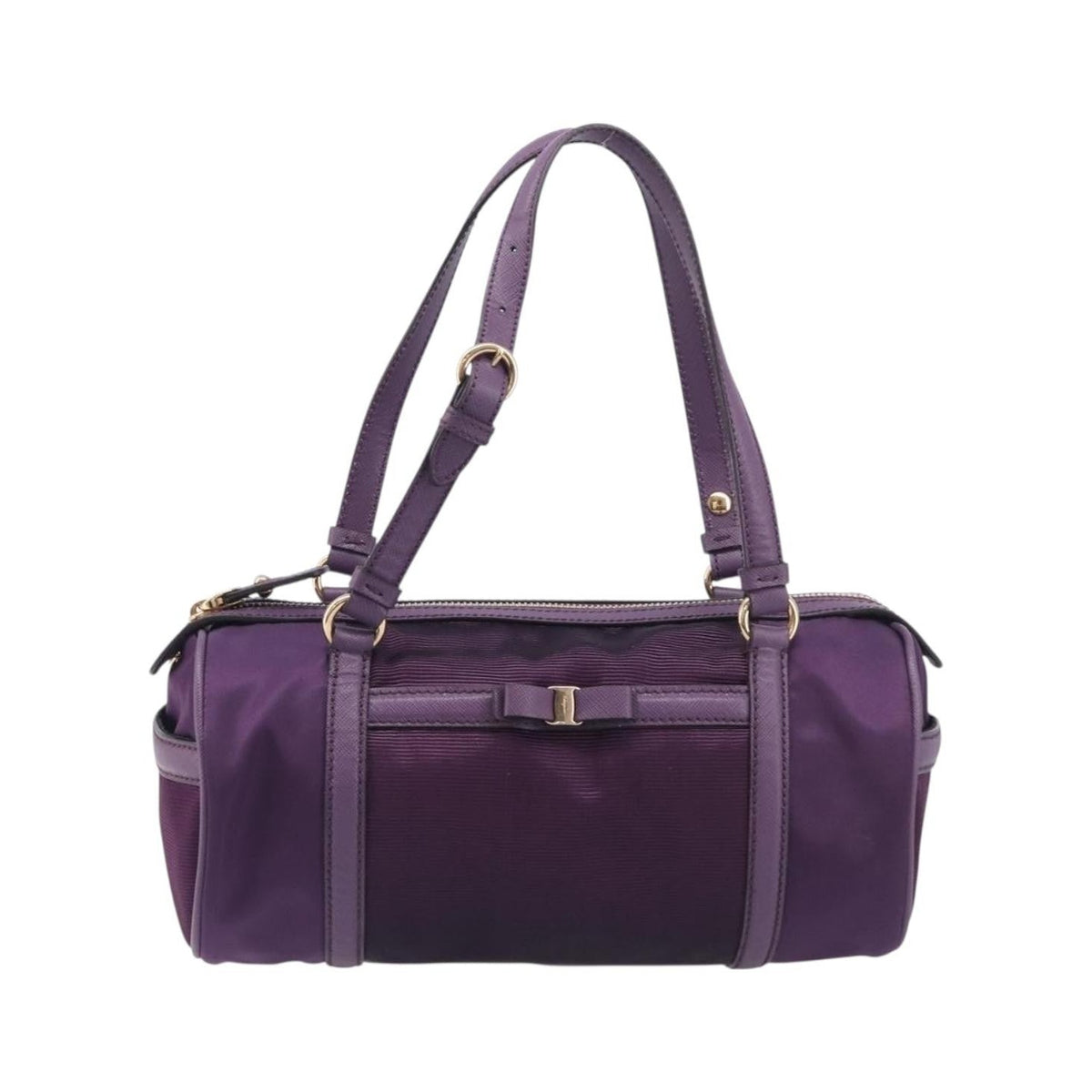 Salvatore Ferragamo Vara Bow Cylinder Bag Nylon, Purple, Nylon, Shoulder Bag
