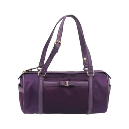 Salvatore Ferragamo Vara Bow Cylinder Bag Nylon, Purple, Nylon, Shoulder Bag