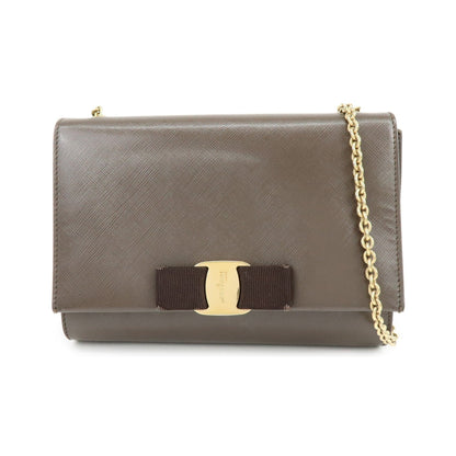 Salvatore Ferragamo Vara Bow Glitter, Brown, Leather, Crossbody Bag