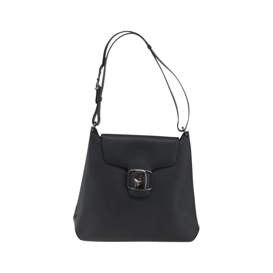 Salvatore Ferragamo Vara Leather, Black, Leather, Shoulder Bag