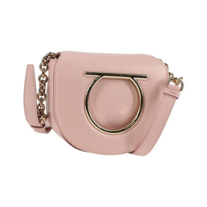 Salvatore Ferragamo Vela Flap Leather, Pink, Leather, Crossbody Bag