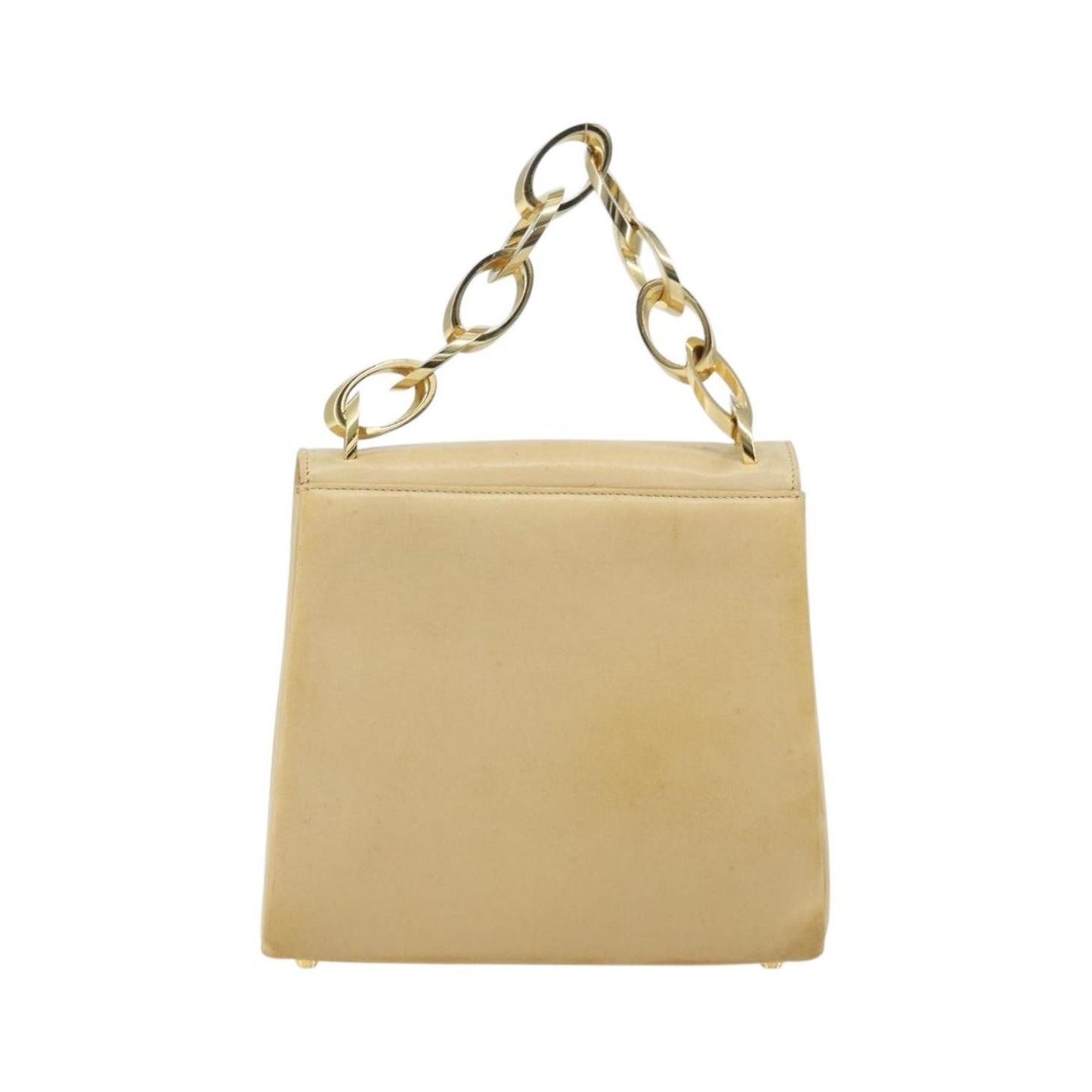 Salvatore Ferragamo Vintage Chain Leather, Beige, Leather, Handbag