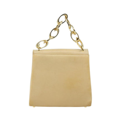 Salvatore Ferragamo Vintage Chain Leather, Beige, Leather, Handbag