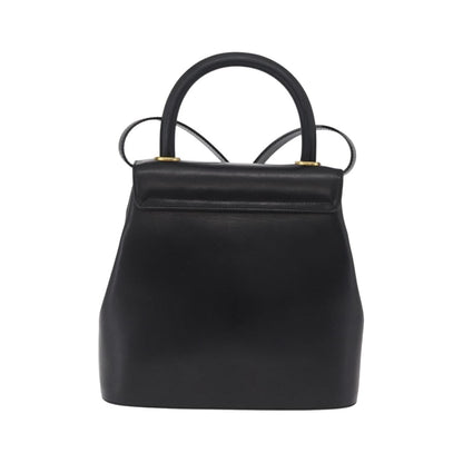 Salvatore Ferragamo Vintage Flap Lock Studded Leather, Black, Leather, Handbag