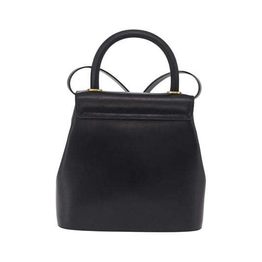 Salvatore Ferragamo Vintage Flap Lock Studded Leather, Black, Leather, Handbag