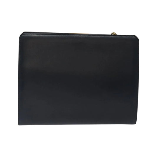 Salvatore Ferragamo Vintage Gancini Chain Leather, Navy, Leather, Shoulder Bag
