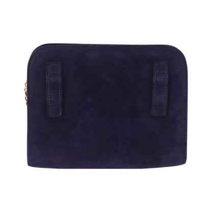 Salvatore Ferragamo Vintage Gancini Chain Suede, Purple, Suede, Shoulder Bag