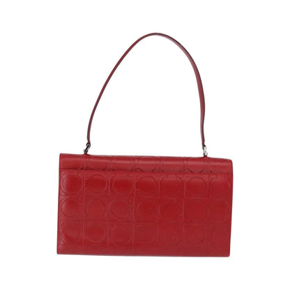 Salvatore Ferragamo Vintage Gancini Top Handle Embossed Leather, Red, Leather, Handbag