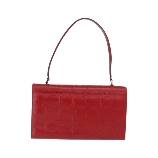 Salvatore Ferragamo Vintage Gancini Top Handle Embossed Leather, Red, Leather, Handbag