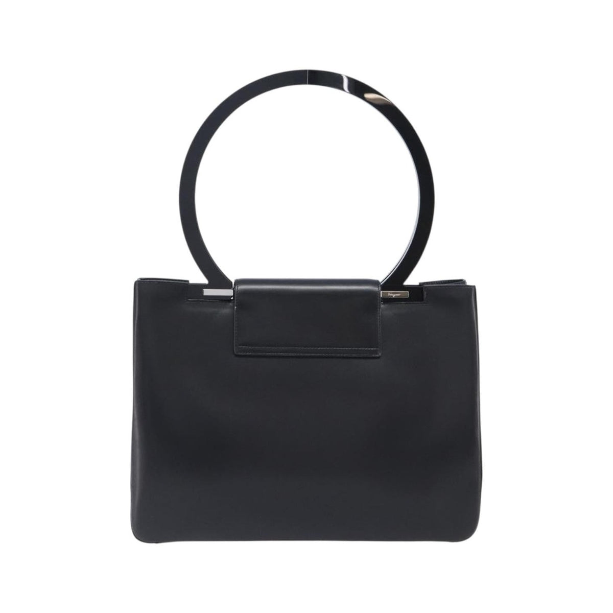 Salvatore Ferragamo Vintage Gancini Top Handle Leather, Black, Leather, Handbag