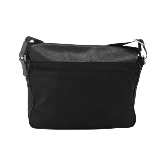 Salvatore Ferragamo Vintage Leather, Black, Nylon, Shoulder Bag