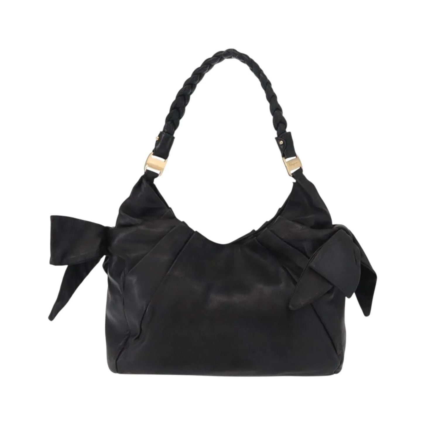 Salvatore Ferragamo Vintage Leather, Black, Leather, Tote Bag