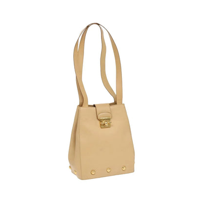 Salvatore Ferragamo Vintage Leather, Beige, Leather, Shoulder Bag