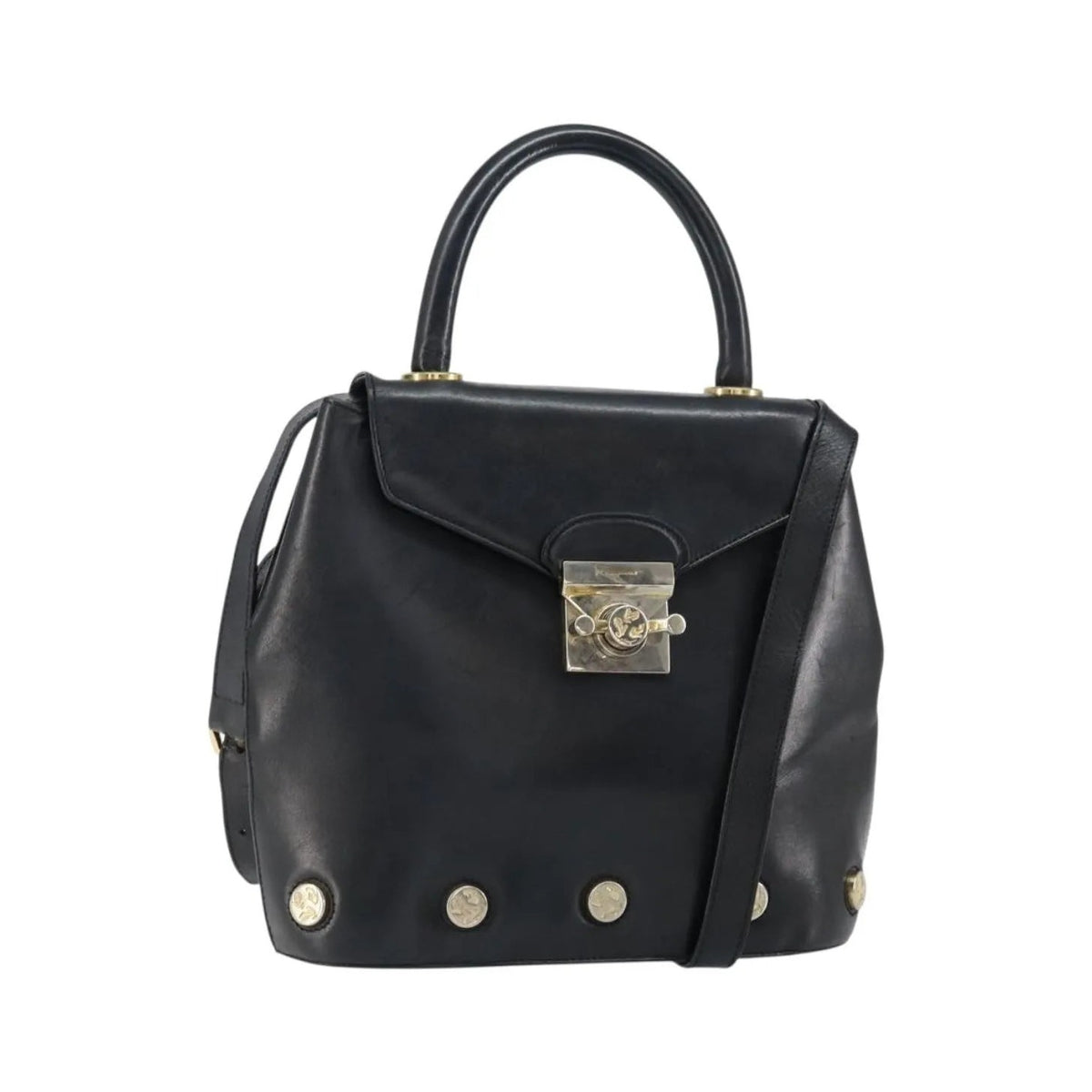 Salvatore Ferragamo Vintage Leather, Black, Leather, Handbag