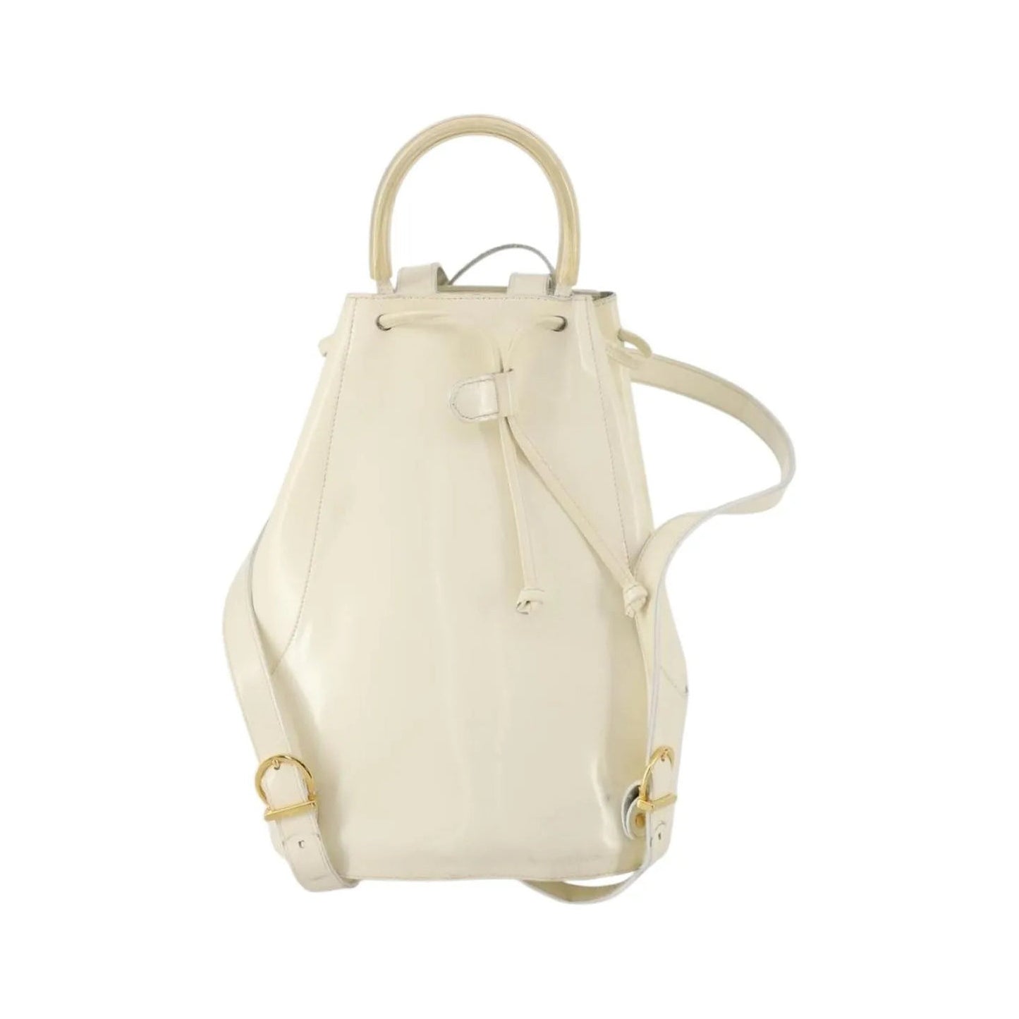 Salvatore Ferragamo Vintage Patent Leather, White, Patent Leather, Backpack