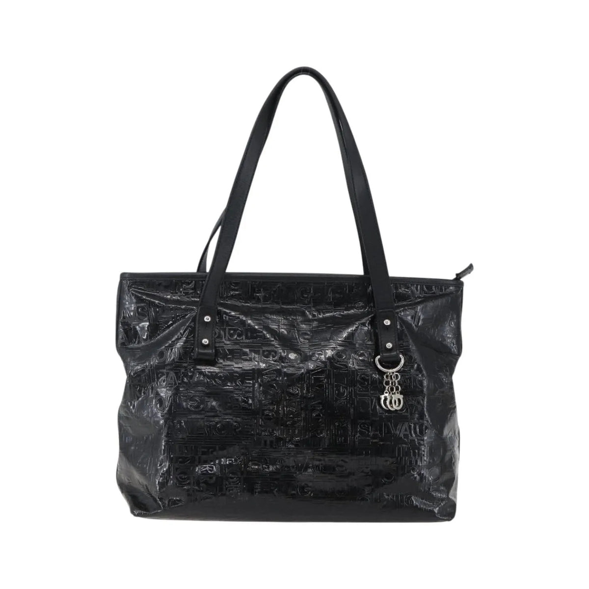 Salvatore Ferragamo Vintage Patent Leather, Black, Patent Leather, Tote Bag