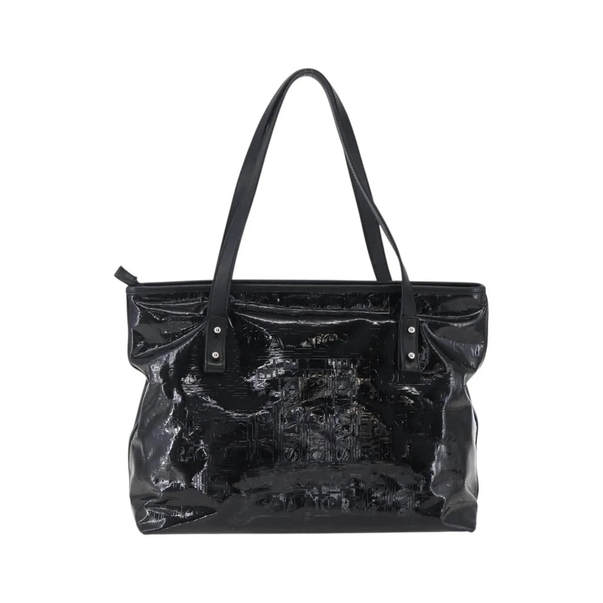Salvatore Ferragamo Vintage Patent Leather, Black, Patent Leather, Tote Bag